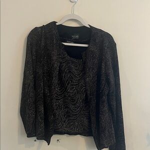 Vintage Xscape Top‎ Set Glitter Gold Silver Black 90s Evening Event Metallic